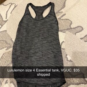 lululemon athletica Women's Essentials Racerback Tank Top in Heathered Black